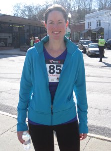 This is me a couple of years ago, after running a 5k. It sure was nice (for me and everyone else) to have a clean pair of stockings to change into.